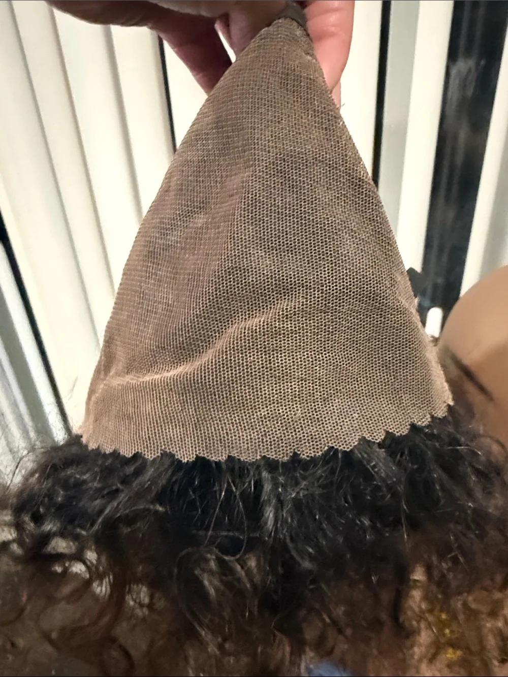 Human Hair Short Curly Bob Wig in Dark Brown